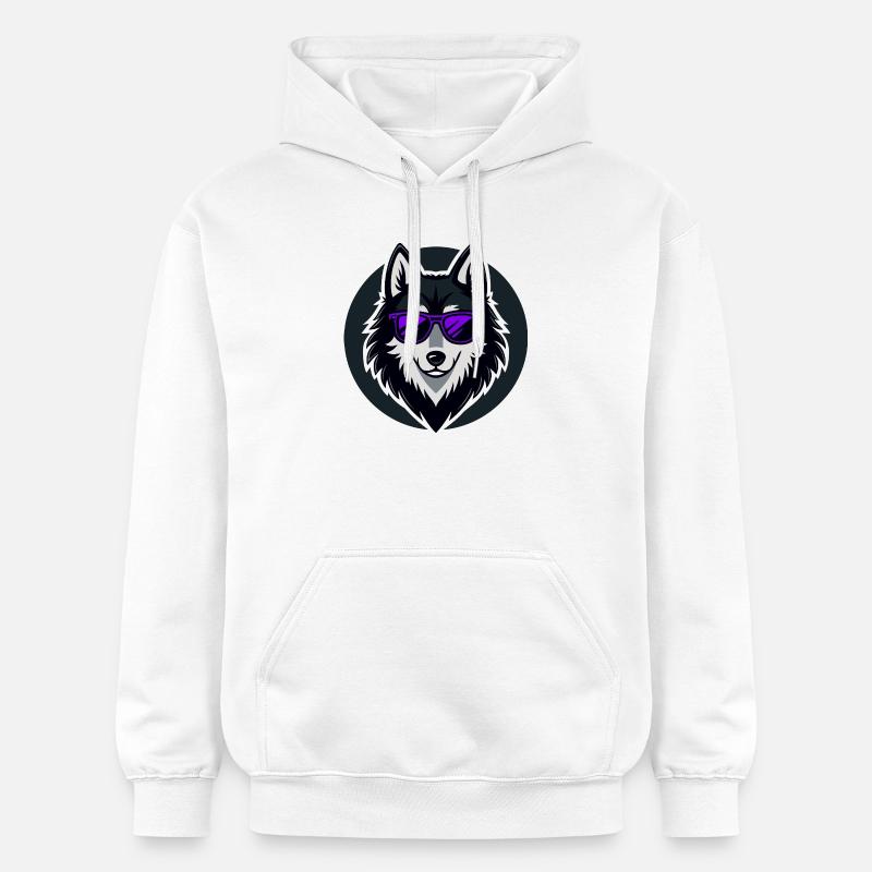 Husky lunettes violettes glam - Sweat à capuche Softstyle® Gildan Unisexe - blanc