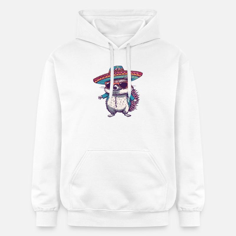 Sombrero comique drôle de hérisson - Sweat à capuche Softstyle® Gildan Unisexe - blanc