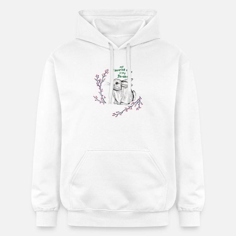 Le lapin dans le jardin - Sweat à capuche Softstyle® Gildan Unisexe - blanc