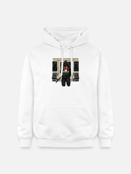 U-Bahn Ninja mit rotem Kanji - Gildan Unisex Softstyle® Midweight Hoodie - Weiß