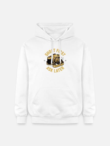 Shoot First Ask Later - Sweat à capuche Softstyle® Gildan Unisexe - blanc