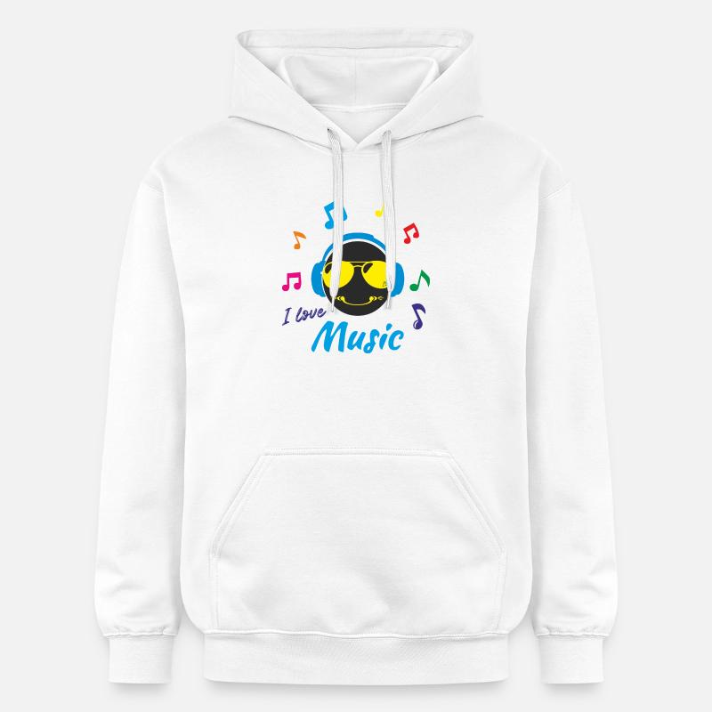 J'aime la musique - Sweat à capuche Softstyle® Gildan Unisexe - blanc