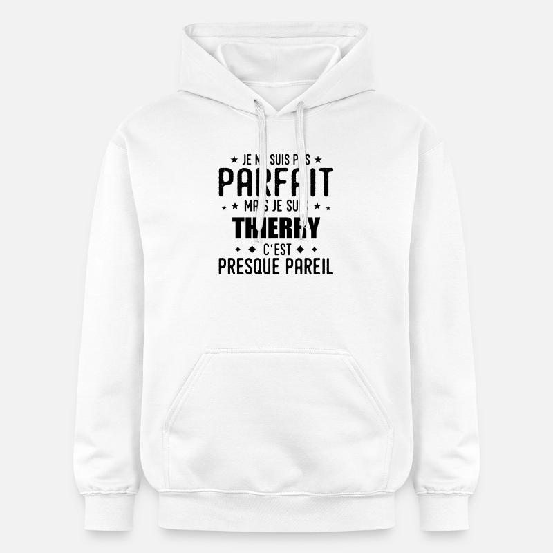 Thierry : authentique, imparfait, top, perfection - Sweat à capuche Softstyle® Gildan Unisexe - blanc