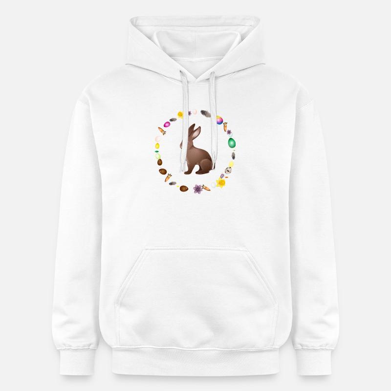 Easter bunny in Easter spring wreath - Gildan Unisex Softstyle® Midweight Hoodie - white
