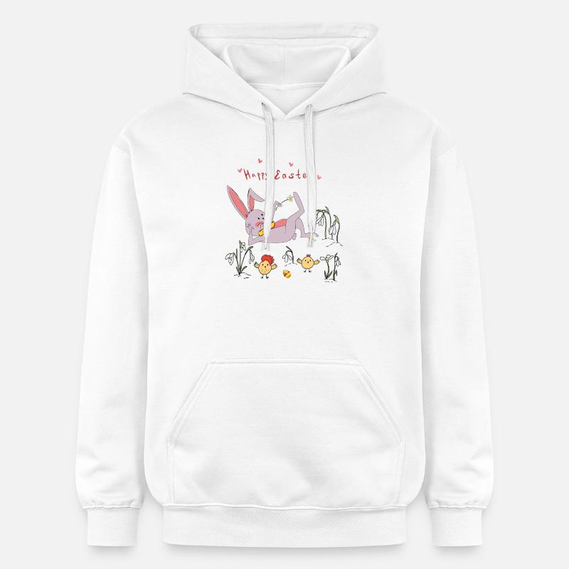 Lapin de Pâques avec poussins - Sweat à capuche Softstyle® Gildan Unisexe - blanc