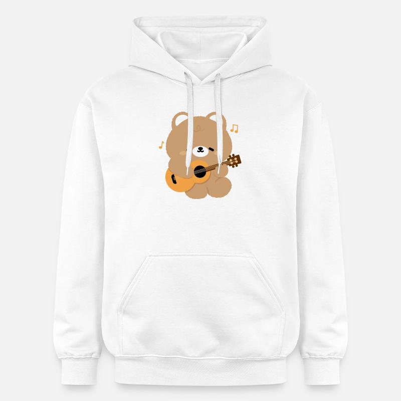Bear Guitar Serenade - Sweat à capuche Softstyle® Gildan Unisexe - blanc