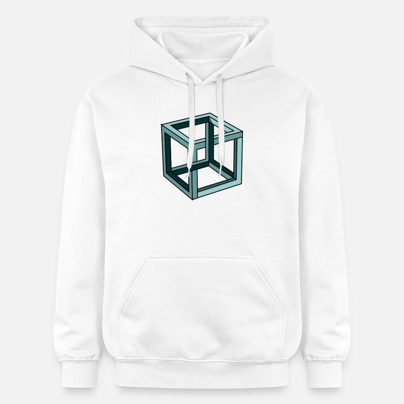 Escher Impossible Cube - Sweat à capuche Softstyle® Gildan Unisexe - blanc