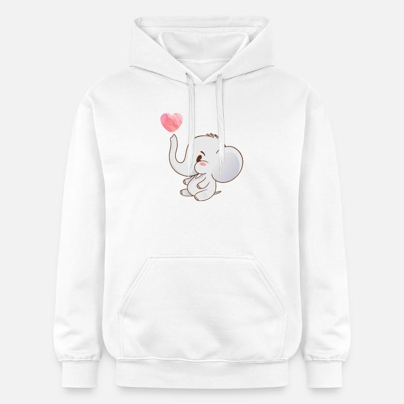Lanceur de cœur Motifs d’éléphant - Sweat à capuche Softstyle® Gildan Unisexe - blanc