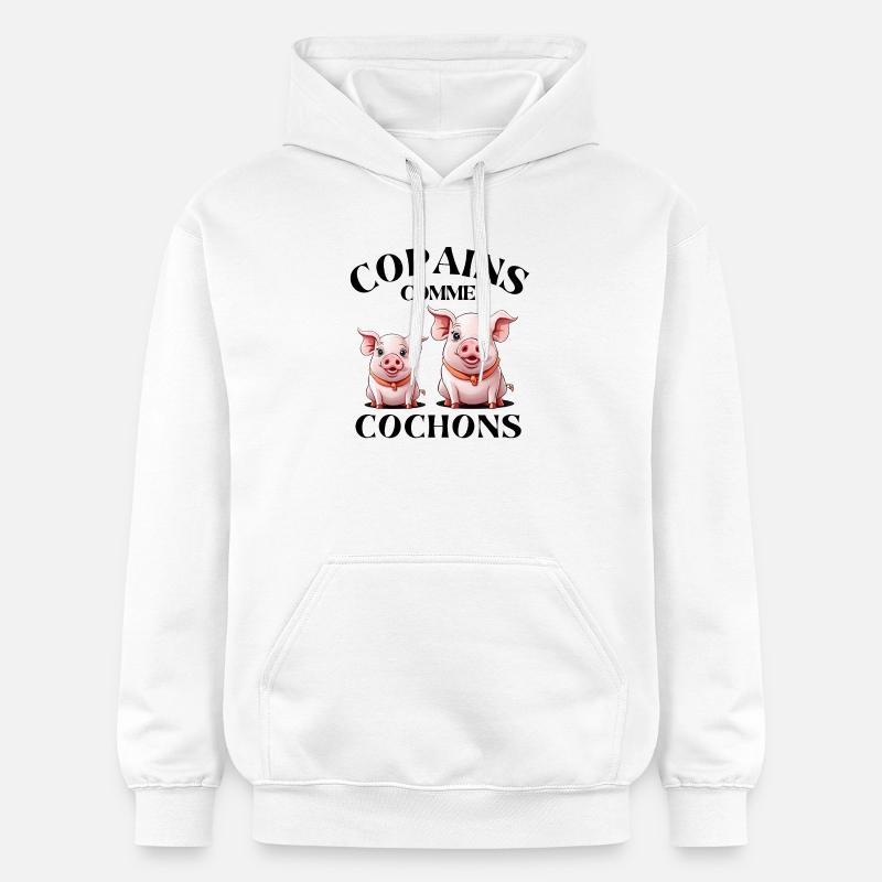 cochon, copains comme cochons, amitié - Sweat à capuche Softstyle® Gildan Unisexe - blanc