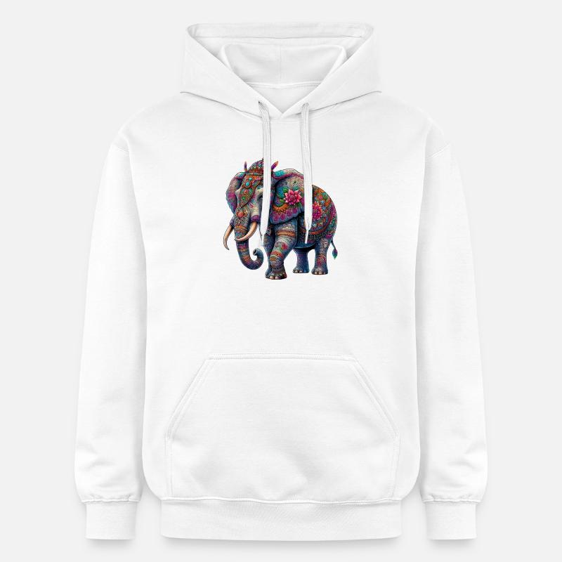 Éléphant - Sweat à capuche Softstyle® Gildan Unisexe - blanc