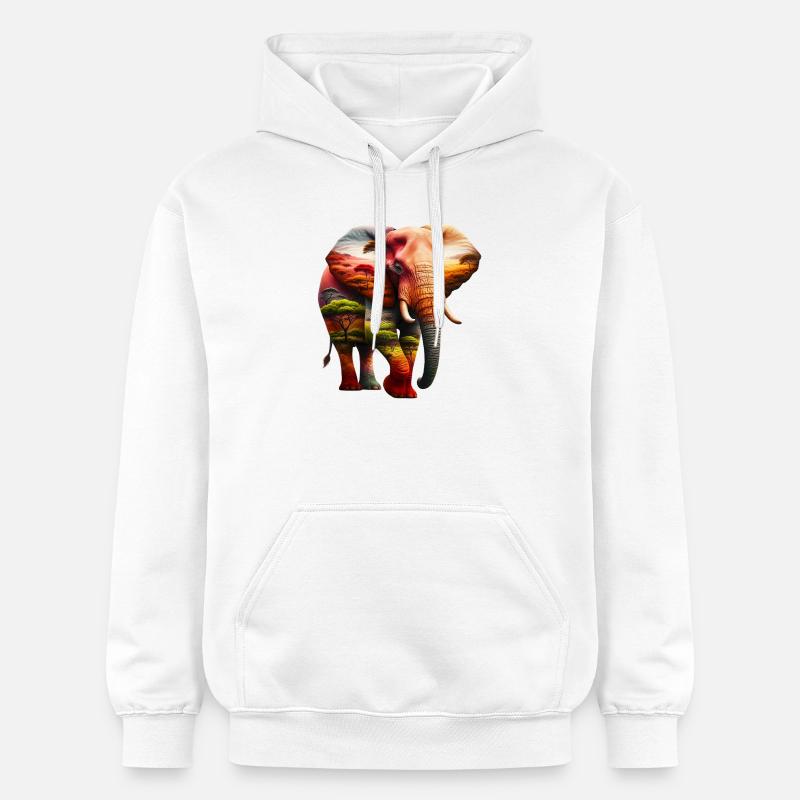 Elefant - Gildan luvtröja unisex Softstyle® Midweight - vit