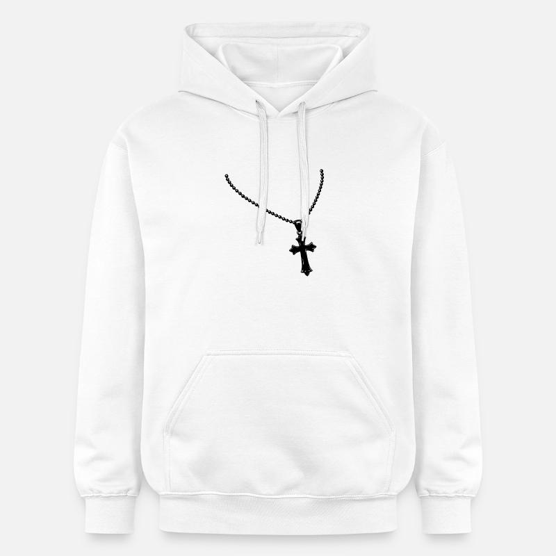 Collier avec croix - Sweat à capuche Softstyle® Gildan Unisexe - blanc