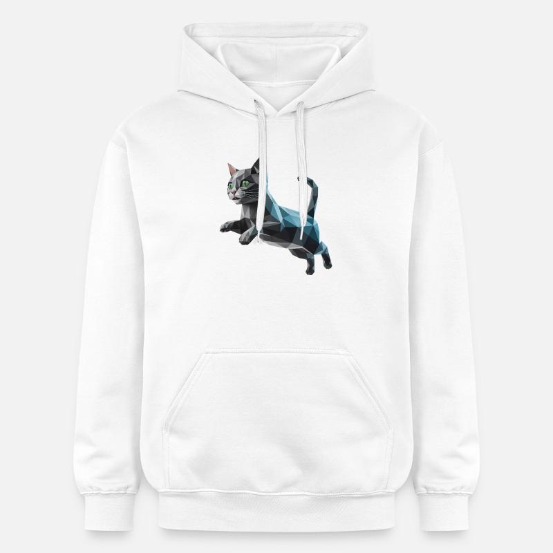 Chaton - Cool Low Poly Logo - Sweat à capuche Softstyle® Gildan Unisexe - blanc