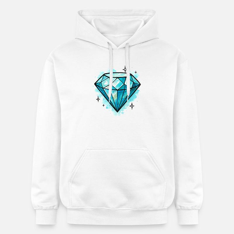 Illustration de cristal de diamant bleu - Sweat à capuche Softstyle® Gildan Unisexe - blanc
