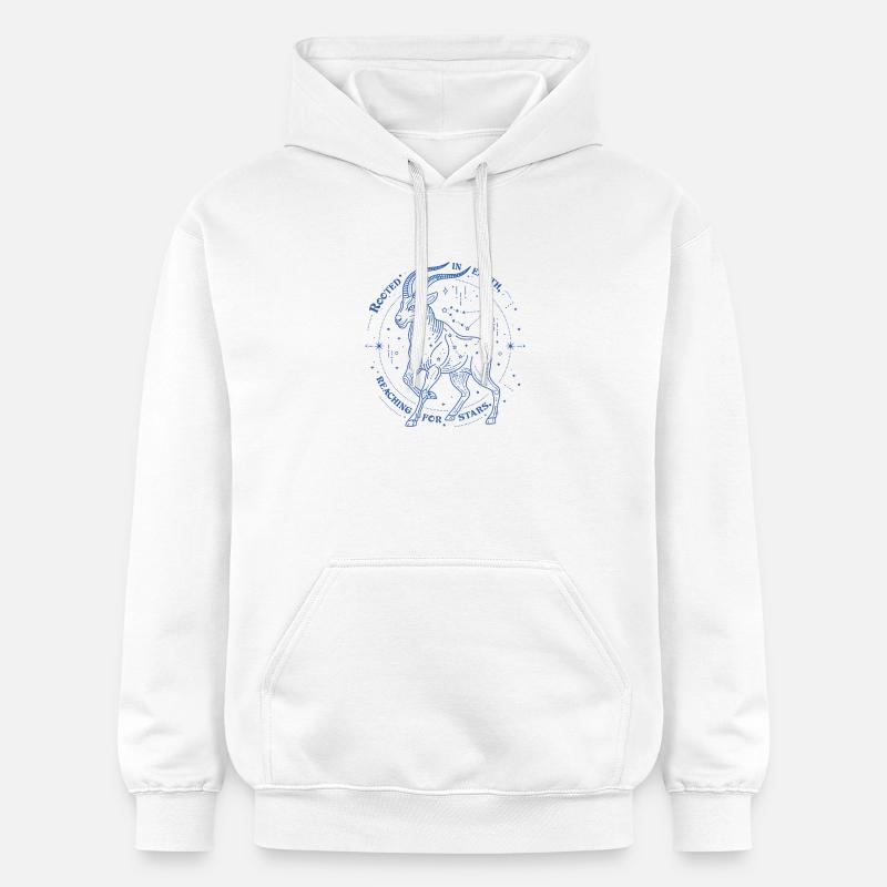 Steinbock Sternzeichen Geschenk – Erde & Sterne Design - Gildan Unisex Softstyle® Midweight Hoodie - Weiß