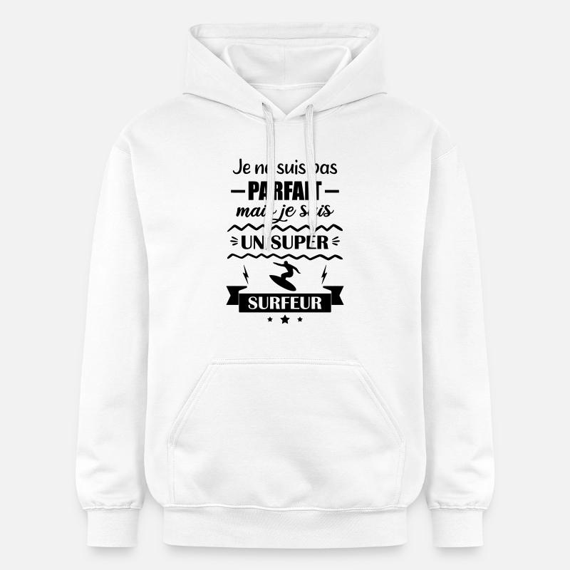 Super Surfeur Vague Océan Surf - Sweat à capuche Softstyle® Gildan Unisexe - blanc