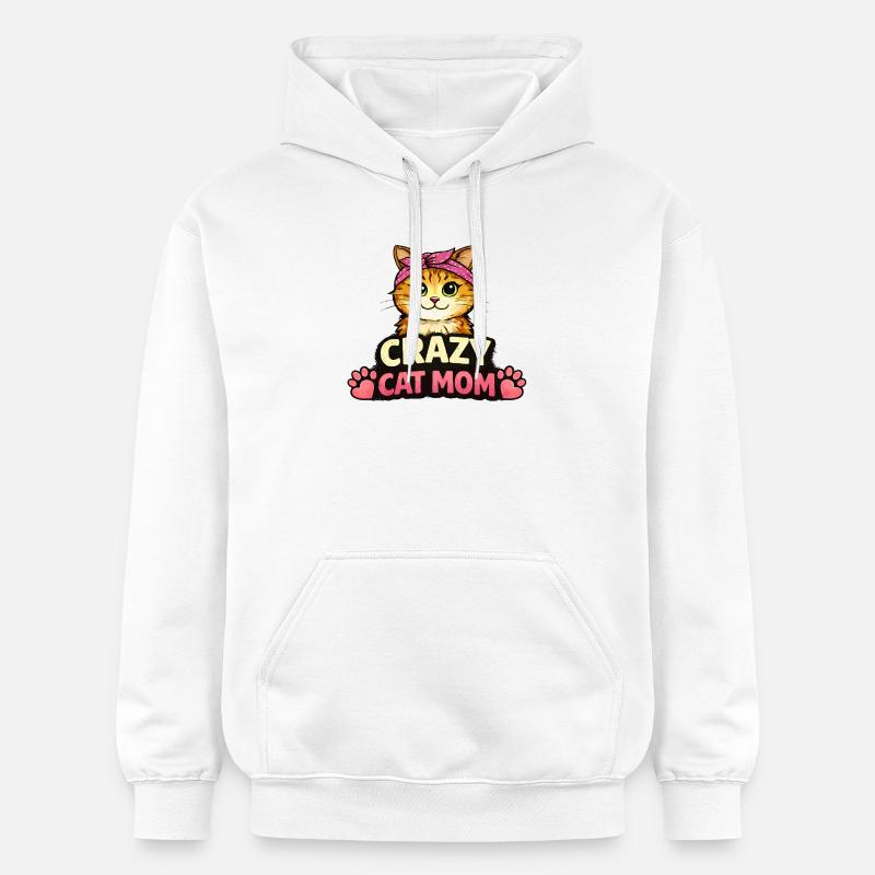 Maman Chat Folle - Sweat à capuche Softstyle® Gildan Unisexe - blanc
