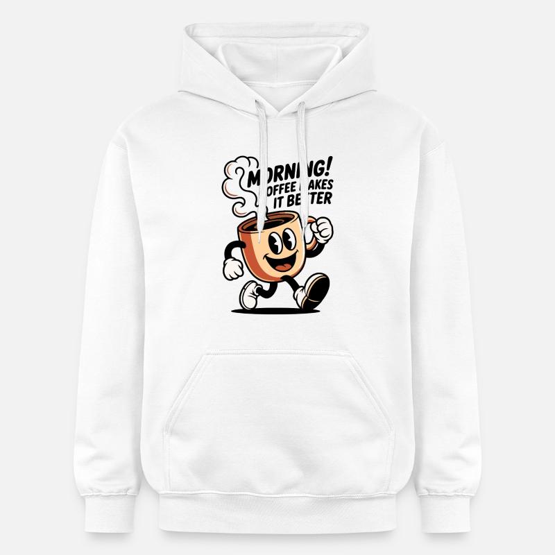Dessin animé Tasse à Café - Sweat à capuche Softstyle® Gildan Unisexe - blanc