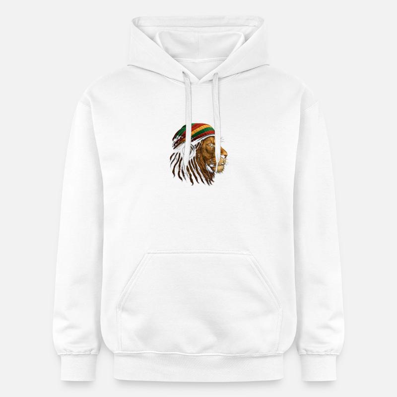 Lion avec un casque rastafari - Sweat à capuche Softstyle® Gildan Unisexe - blanc