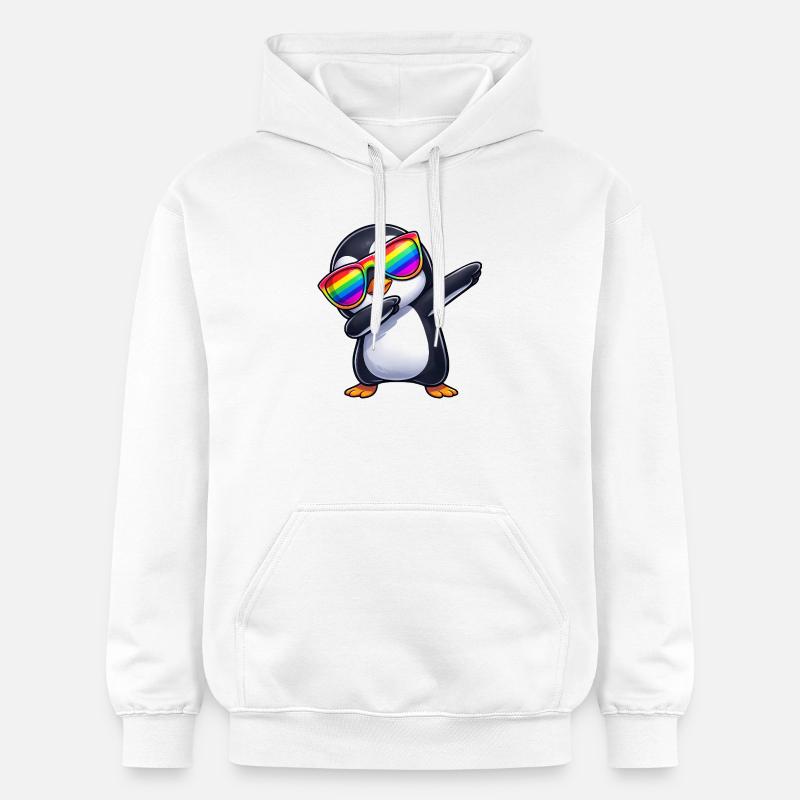 Mignonnes Penguin Dab Rainbow Sunglass Summer - Sweat à capuche Softstyle® Gildan Unisexe - blanc