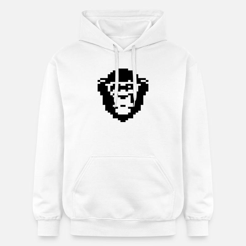 Conception du visage de singe pixelisé - Sweat à capuche Softstyle® Gildan Unisexe - blanc