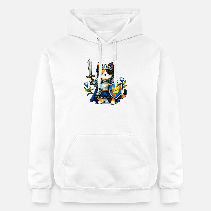 Quête de l’armure du Chaton Chevalier - Sweat à capuche Softstyle® Gildan Unisexe - blanc