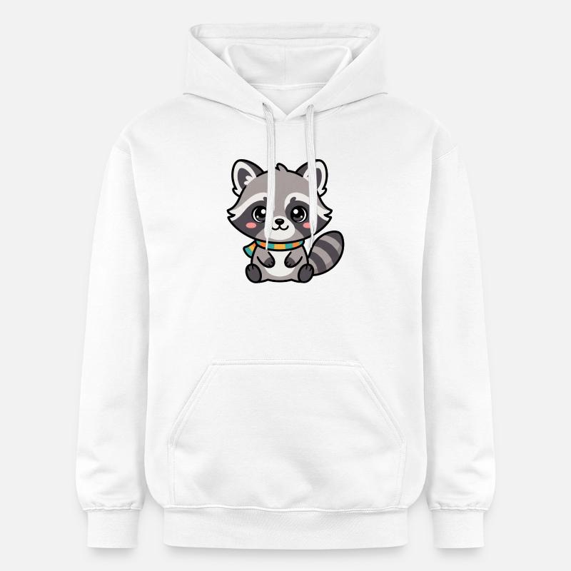 Raton laveur câlin avec écharpe - Sweat à capuche Softstyle® Gildan Unisexe - blanc