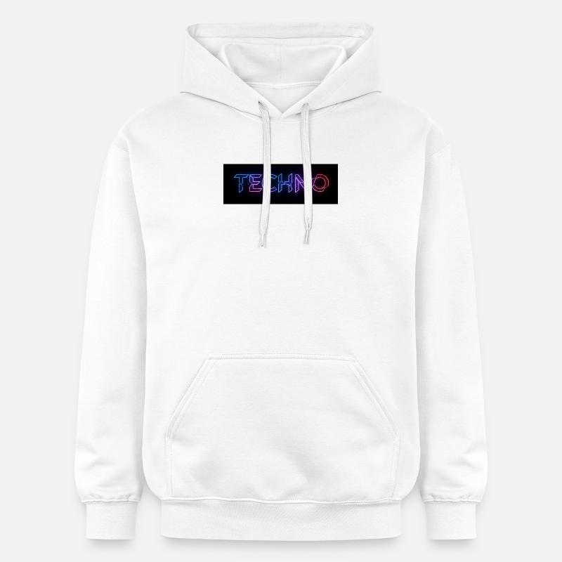 Texte de bug techno néon - Sweat à capuche Softstyle® Gildan Unisexe - blanc