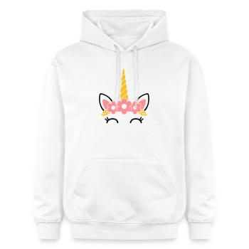 Reine des fleurs : la majestueuse licorne - Sweat à capuche Softstyle® Gildan Unisexe - blanc - Devant - Liana (172cm) & Jaron (178cm)