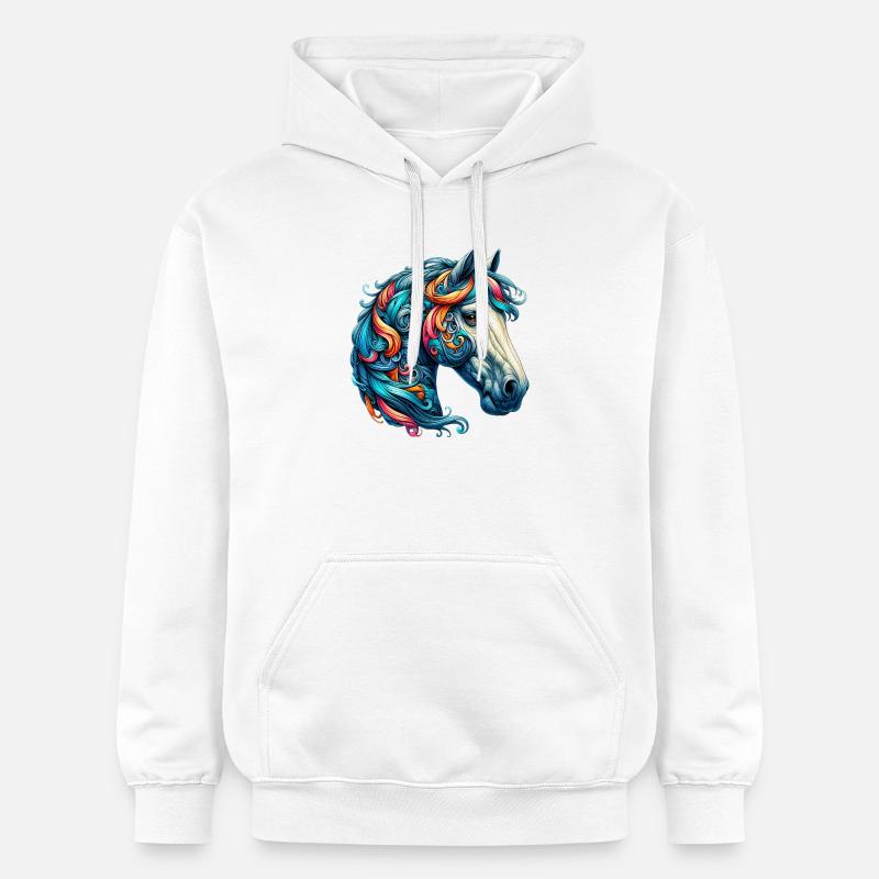 Cheval - Sweat à capuche Softstyle® Gildan Unisexe - blanc