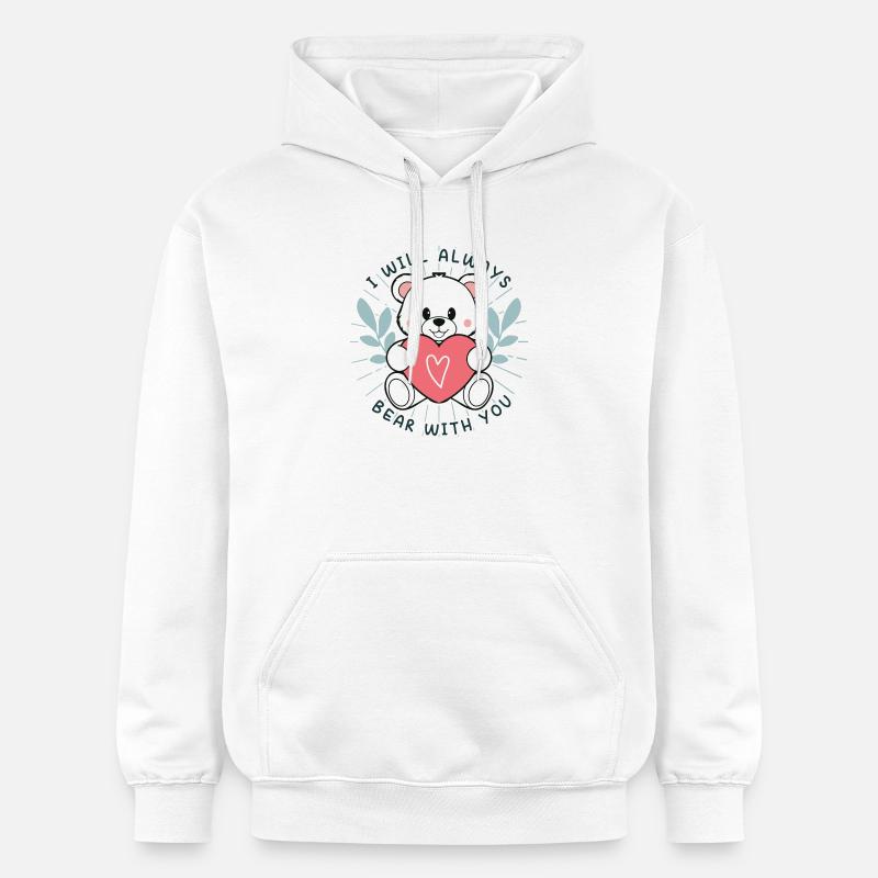 Ours mignon avec cœur et message - Sweat à capuche Softstyle® Gildan Unisexe - blanc