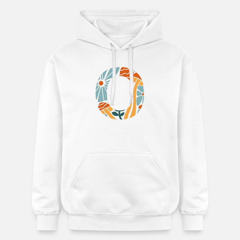 Lettre o fleurs groovy idée cadeau  - Sweat à capuche Softstyle® Gildan Unisexe - blanc