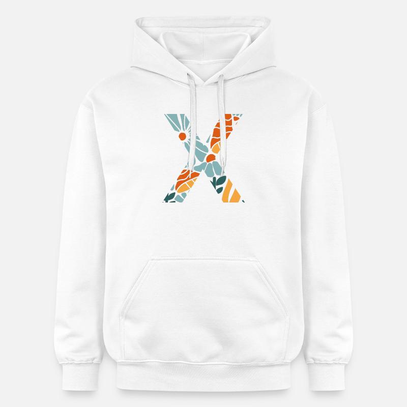 Lettre x fleurs groovy idée cadeau - Sweat à capuche Softstyle® Gildan Unisexe - blanc