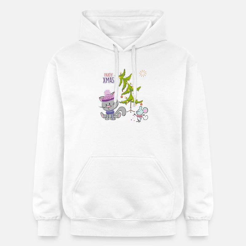 Chats et souris de Noël - Sweat à capuche Softstyle® Gildan Unisexe - blanc