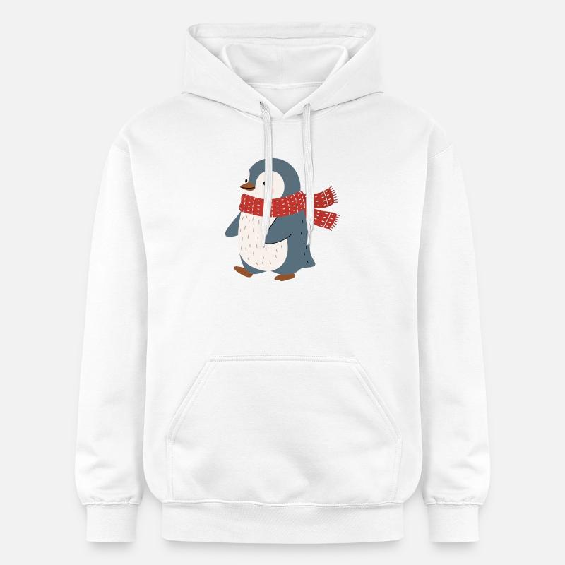 Pingouin avec écharpe d’hiver rouge - Sweat à capuche Softstyle® Gildan Unisexe - blanc