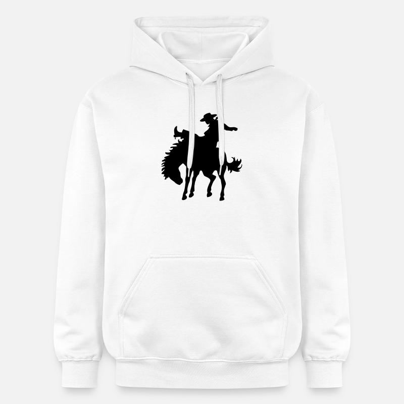 Design avec cow-boy et cheval - Sweat à capuche Softstyle® Gildan Unisexe - blanc