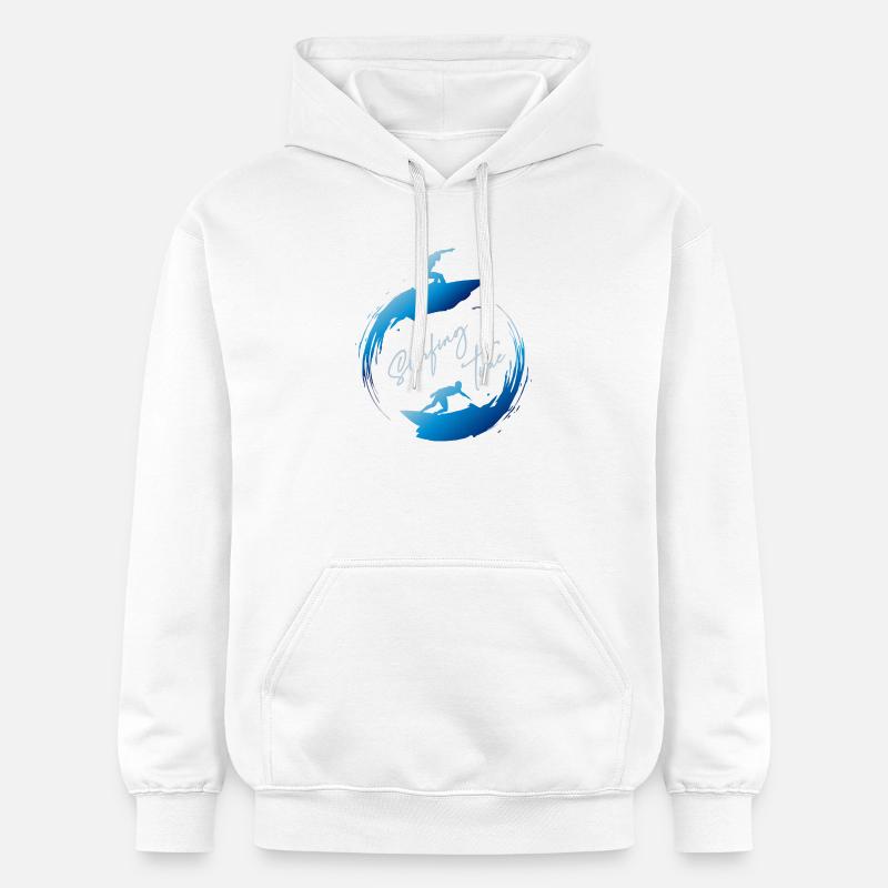 Surf, temps de surf - Sweat à capuche Softstyle® Gildan Unisexe - blanc