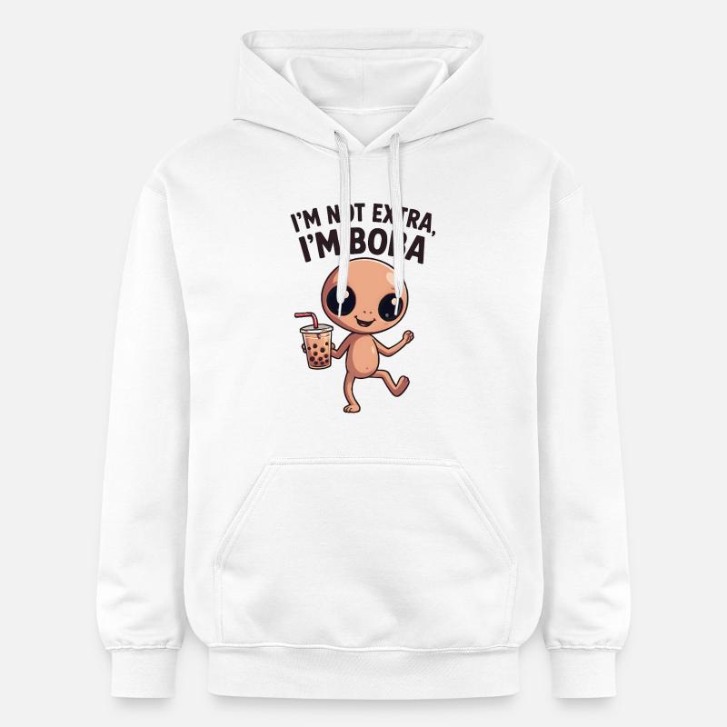 Charme Boba : Pas Extra, juste Sourire - Sweat à capuche Softstyle® Gildan Unisexe - blanc