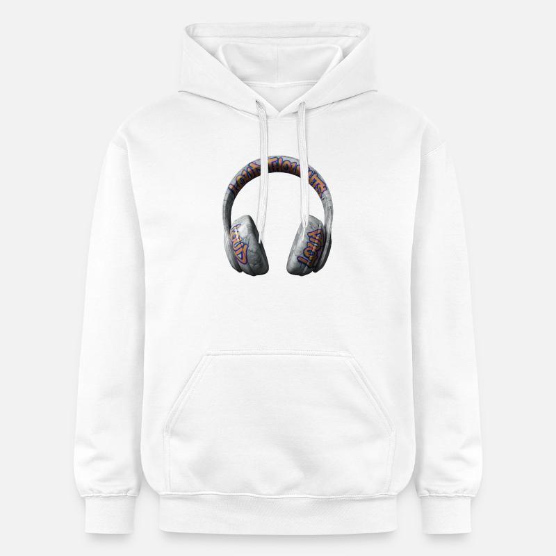 Pensées bruyantes Casques graffitis - Sweat à capuche Softstyle® Gildan Unisexe - blanc