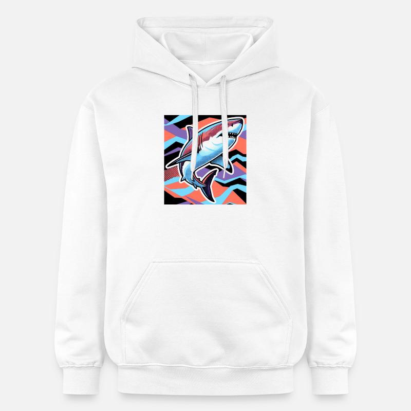 Requin - Sweat à capuche Softstyle® Gildan Unisexe - blanc