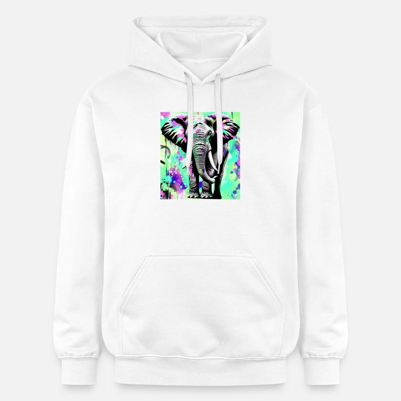 éléphant - Sweat à capuche Softstyle® Gildan Unisexe - blanc