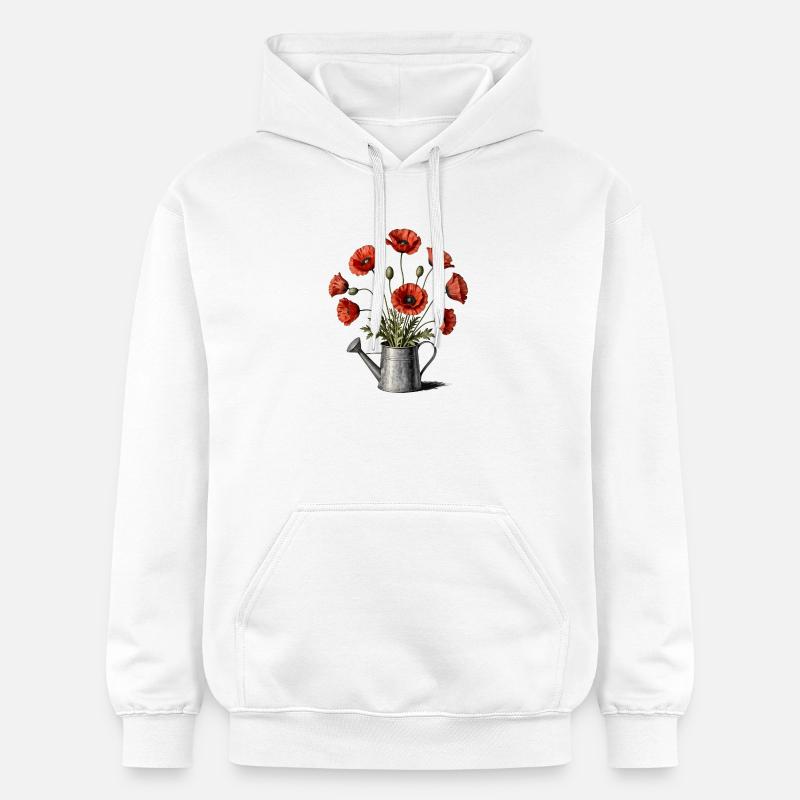 Coquelicots dans un arrosoir - Sweat à capuche Softstyle® Gildan Unisexe - blanc