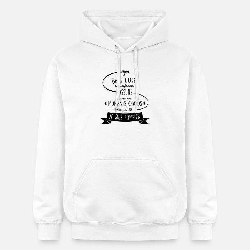 beau gosse pompier - Sweat à capuche Softstyle® Gildan Unisexe - blanc