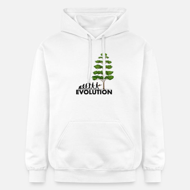 Tronçonneuse Evolution Grey Big Tree - Sweat à capuche Softstyle® Gildan Unisexe - blanc