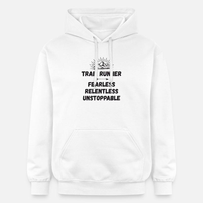 Trail Runner - Intrépide. Implacable. Imparable. - Sweat à capuche Softstyle® Gildan Unisexe - blanc