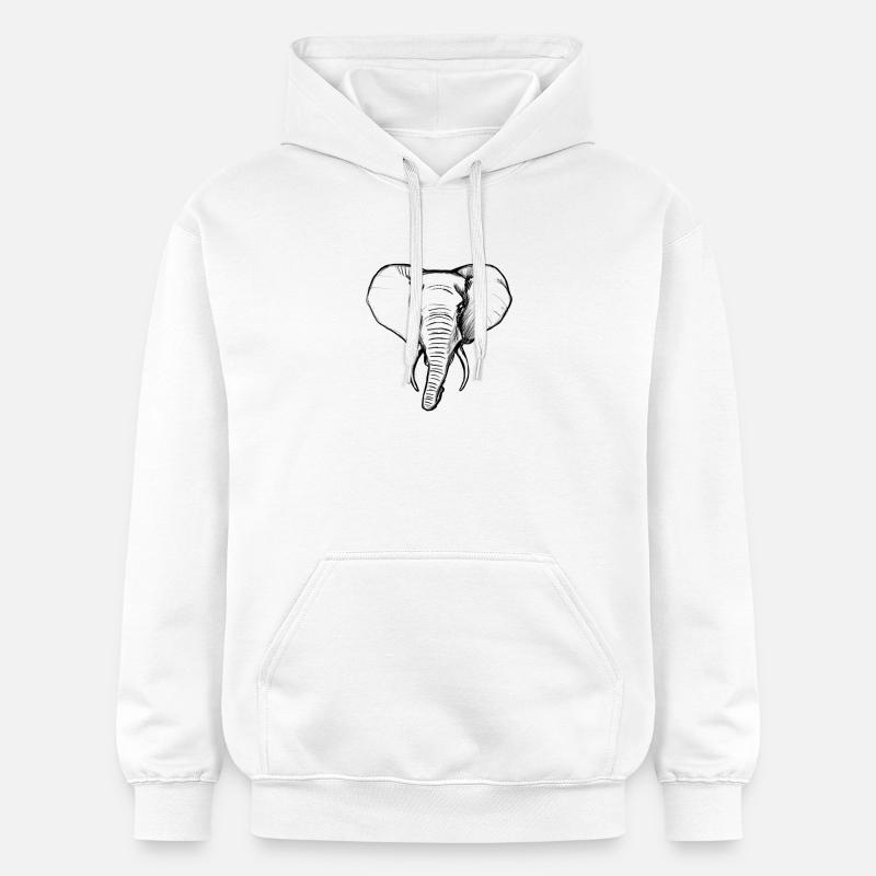 Éléphant - Sweat à capuche Softstyle® Gildan Unisexe - blanc