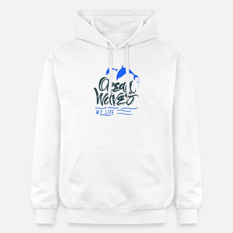 Dauphins de l’océan - Sweat à capuche Softstyle® Gildan Unisexe - blanc
