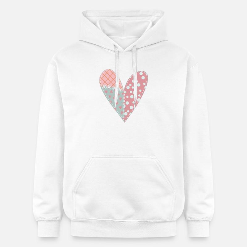 Coeur Patchwork No6 - Sweat à capuche Softstyle® Gildan Unisexe - blanc