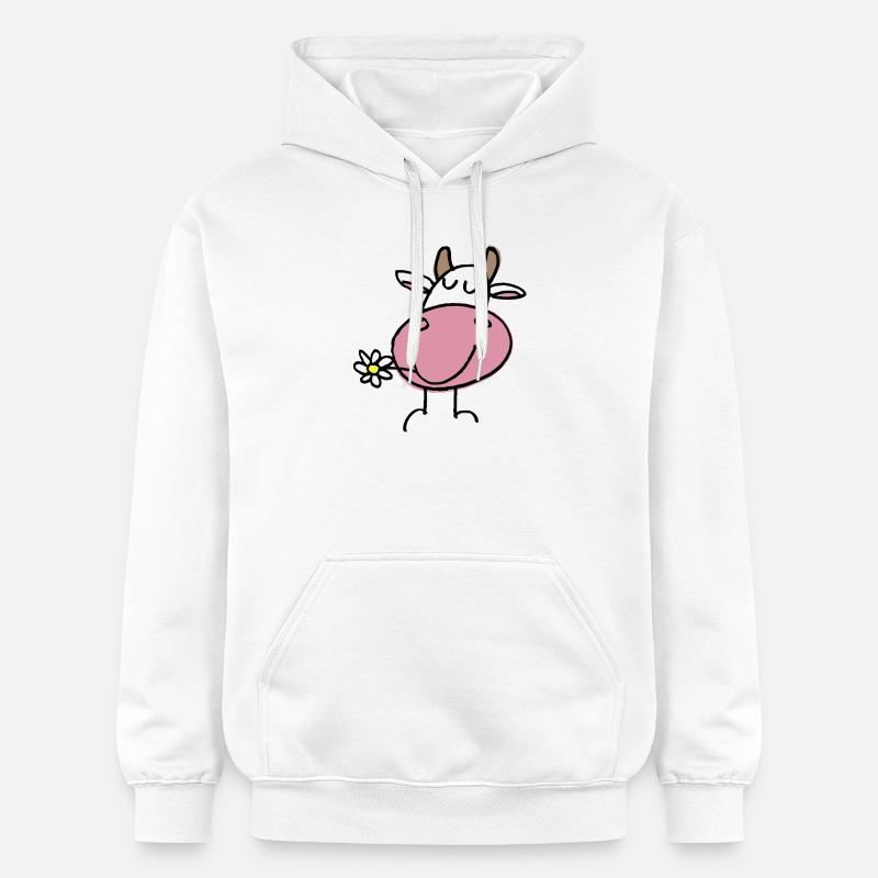Vache Joyeuse et Fleur Délicate - Sweat à capuche Softstyle® Gildan Unisexe - blanc