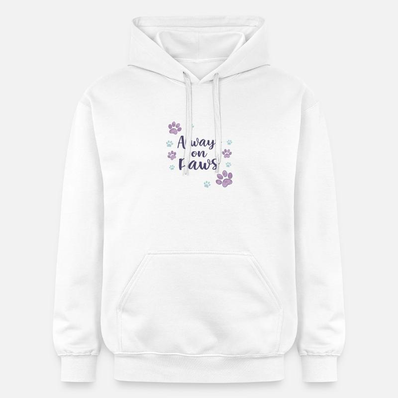 Always on Paws Empreintes violet - Sweat à capuche Softstyle® Gildan Unisexe - blanc